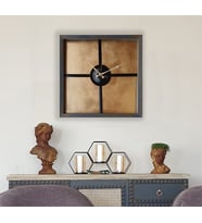 Markakanvas Ahşap ,Metal Altın(Gold)Renkli Duvar Saati 50x50cm