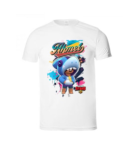 İsme Özel Brawl Stars Çocuk Beyaz Yazlık Tişört Kısa Kollu Unisex