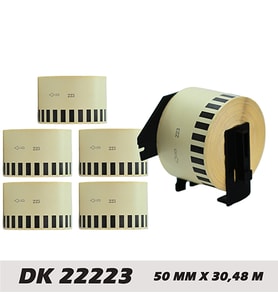 EcotagPlus Brother DK 22223  Etiket 50 mm x 30,48 m -Sürekli - 6 Adet + Tutucu