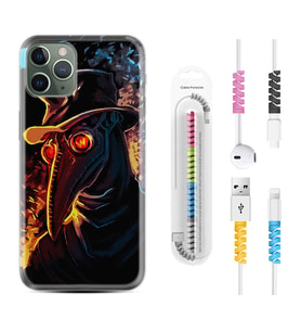 Apple iPhone 11 12 13 14 Pro Max Kılıf Kablo Koruma Spiral Silikon Karga 1616