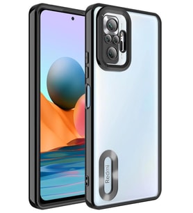 Xiaomi Redmi Note 10 Pro Kılıf Köşeleri Renkli Şeffaf Kamera Korumalı Silikon Luxury Kapak (Siyah)