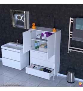 Modilayn İLKİM 85 x 138 x 32,5 cm' lik Kapak İçi Çift Raflı ve 3 Çekmeceli Düzen Harikası Dolap