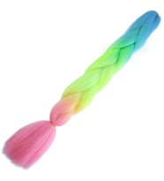 Afrika Örgülük Ombreli Sentetik Saç 100 Gr. - Açık Mavi / Neon Sarı / Pembe