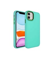 Apple iPhone 11 Uyumlu Kılıf Metal Çerçeve ve Buton Tasarımlı Silikon Zore Luna Kapak (Turkuaz)