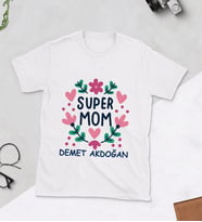Super Mom Çiçek Baskılı Tshirt (Beyaz)