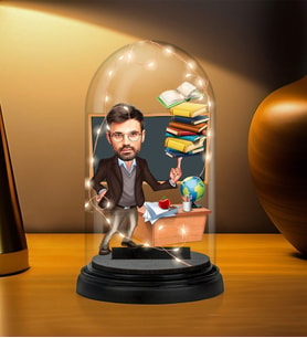 Kişiye Özel Işıklı Öğretmen Tasarımlı Karikatür Biblo Fanus