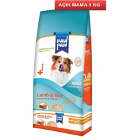 Paw Paw Kuzu Etli ve Pirinçli Yetişkin Köpek Maması 1 Kg AÇIK