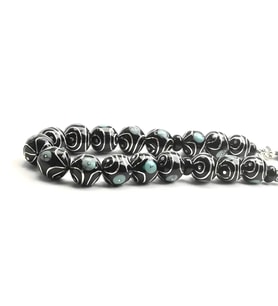 BlackCraft Oltu Taşı ve Turkuaz Firuze Spiral Desen Zaza Tespih