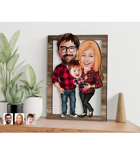 BK Gift Kişiye Özel Aile Karikatürlü 3D Ahşap Tablo, Sevgiliye Hediye, Arkadaşa Hediye, Yıl Dönümü Hediyesi, Doğum Günü Hediyesi-2