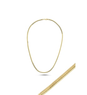 14 Ayar Altın Balık Sırtı Zincir Kolye 6 mm (Sarı)