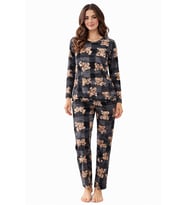Kadın 3574 Uzun Kol Süet Pijama Takımı