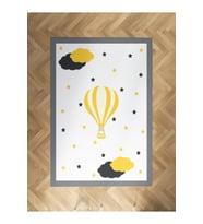 MEKTA HOME BEBEK VE ÇOCUK ODASI Uçan Balon ve Bulut Desenli Halı