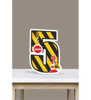 İş Makinaları Temalı Ayaklı Rakam Pano - 5 Yaş (40 cm)