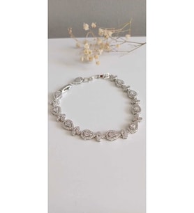 ÇELİK BİLEKLİK SAWOROVSKİ TAŞ KALP ÇELİK  CHARM TREND 316 L ÇELİK VİP BİLEKLİK 16 CM ANTİALERJİK