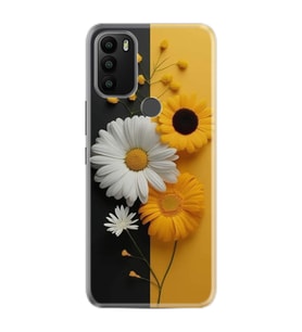 GM 21 Plus Kılıf HD Resim Baskılı Sarı Beyaz Çiçek StKd -044