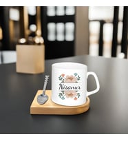 Kişiye Özel Espresso Fincan - Ahşap Altlıklı