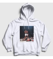 Presmono Unisex Beyaz Knockout Muhammed Ali Kapüşonlu Sweatshirt 230517tt