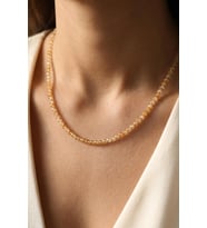 Sitrin Taşı Faset Kesim Kolye – 3 mm – Paslanmaz Çelik
