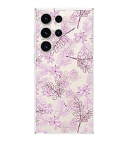 Samsung Galaxy S23 Ultra  Kamera korumalı Kapak Floral Pudra Tasarımlı  Şeffaf Kılıf