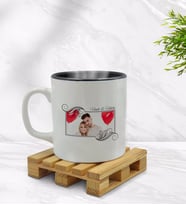 BK Gift Kişiye Özel İsimli Fotoğraflı İçi Siyah Renkli Kupa Bardak Model 32