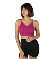 Kadın Fuşya İp Askılı Fitted/Vücuda Oturan Fitilli Örme Crop Top Bluz 23K-TRP-CRP05