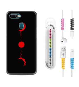 Oppo A5S A15 A16 A54 A55 A73 A74 Kılıf Kablo Koruma Spiral Silikon Red Moon 1710