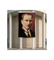 Sivil Gazi Mustafa Kemal Atatürk Portre Poster Bayrak Premium Raşel Kumaş ATA5 2x3m