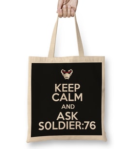Keep Calm And Ask Soldier 76 Overwatch Bez Çanta Uzun Saplı