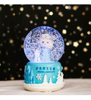 Frozen Temalı Orta Boy Işıklı Müzikli Kar Küresi (Mavi)