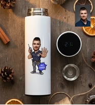 Kişiye Özel Karikatürlü Özel Güvenlik Filtreli Dijital Göstergeli Termos Doğum Günü Hediyesi