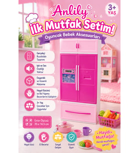 Anlily İlk Mutfak Setim Pembe Oyuncak Buzdolabı ve Aksesuarları 35 cm Evcilik Oyuncakları (3+ Yaş)
