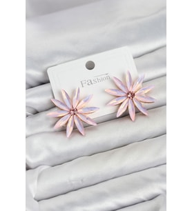 Pembe Kristal Taşlı Lotus Model Kadın Küpe TJ-BKP11927