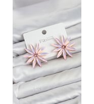 Pembe Kristal Taşlı Lotus Model Kadın Küpe TJ-BKP11927