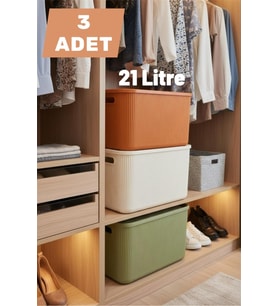 Colors Mix 3 Adet 21 Lt Dolap İçi Düzenleyici Organizer Hobi Oyuncak Kutusu Kapaklı Saklama Kutusu