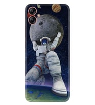 Samsung Galaxy A05 Kılıf Silikon Desen Özel Seri Astronot ve Dünya 1759