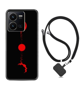 Vivo Y22 Kılıf Silikon Boyun Askılı İpli Desenli Silikon Red Moon 1710