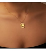 Kişiye Özel 925 Ayar Gümüş Tiyatro Sembolü Gülen ve Ağlayan Surat Kolye (Gold)