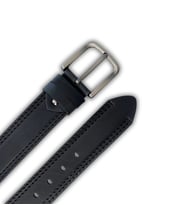 Hakiki Deri Kemer – Çift Dikiş Desen, Crazy Deri, Siyah, 4,5 cm  7583 (A.Siyah)
