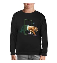 Tiger Leaving Digital World Siyah Çocuk Sweatshirt
