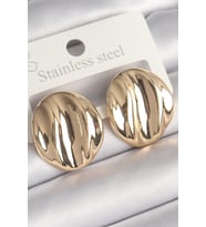 Pirinç Gold Renk İşlemeli Daire Plaka Model Kadın Küpe 5886 - GLST7047-4769