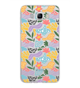 Samsung Galaxy J7 2016 ile Uyumlu 1mm Kapak Memphis Desen Tasarımlı Şeffaf Silikon Kılıf