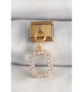 316L Çelik Gold Renk Sallantı Kare Zirkon Taşlı Nomination Charm 5886 - SSSSSS5212-3724