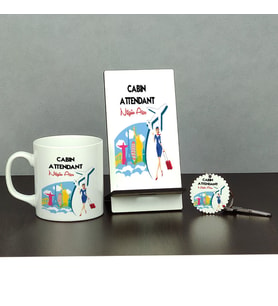 Cabin Attendant Üçlü Set (Kupa + Telefon Standı + Anahtarlık)