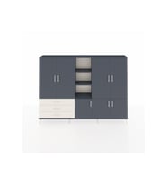 Arges Dolap 11 Raflı 3 Çekmeceli 7 Kapaklı 220x30x163 Antrasit-Antrasit/Aytaşı
