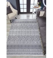 Dijital Kaymaz Yıkanabilir Antrasit Geometrik Salon Halısı Mutfak Halısı Koridor Halısı Yolluk HLN1648