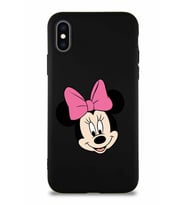 Apple iPhone XS Soft Premier Kapak Minnie Mouse-C Tasarımlı Silikon Kılıf - Siyah (Şeffaf)
