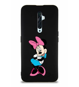 Oppo Reno 2Z Soft Premier Kapak Minnie Mouse-D Tasarımlı Silikon Kılıf - Siyah (Şeffaf)
