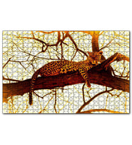 Cakapuzzle Leopar Ağaçta Dinleniyor 120 Parça Puzzle Yapboz MDF (Ahşap)