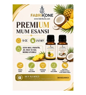 Premium Mum Esansı 5 cc 2'li Set - Ananas, Hindistan Cevizi - Soya Wax, Parafin, Jel Wax ve Bal Mumu Uyumlu BKFAB2ANHC5