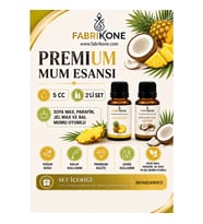 Premium Mum Esansı 5 cc 2'li Set - Ananas, Hindistan Cevizi - Soya Wax, Parafin, Jel Wax ve Bal Mumu Uyumlu BKFAB2ANHC5